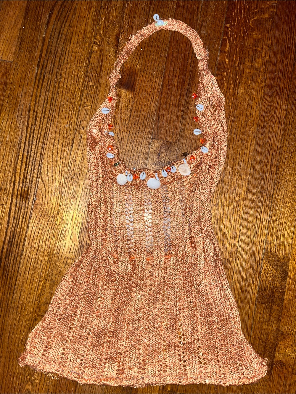 Beach Cover | Black-less Copper Brown Crochet w/ Shell Detailing